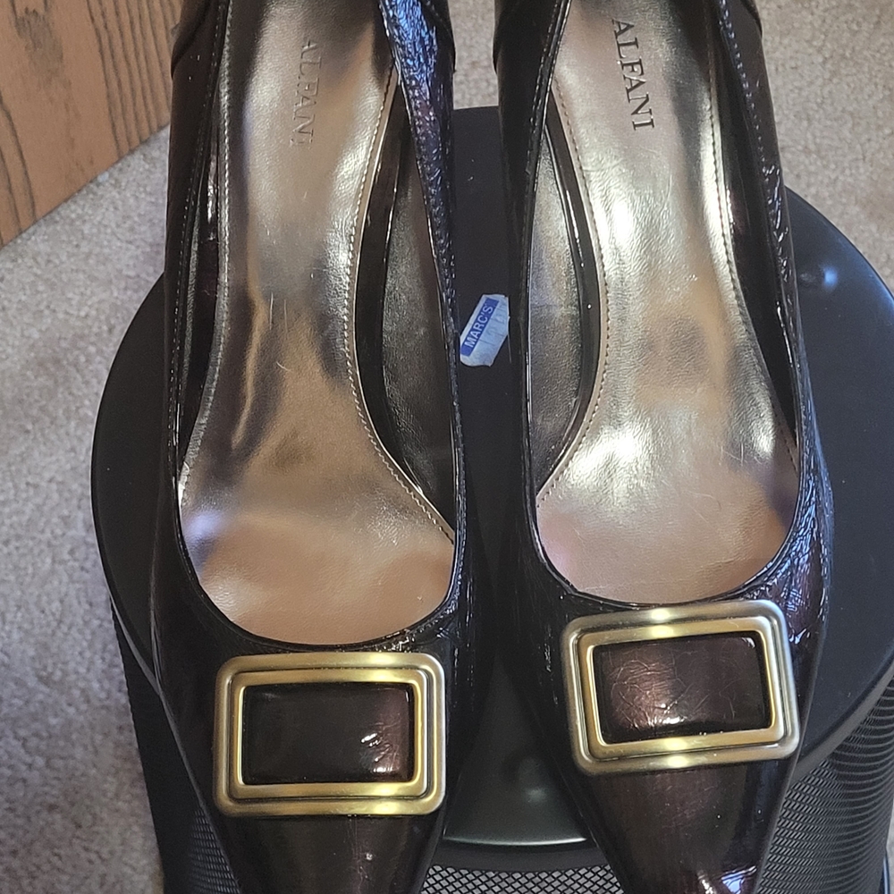 Alfani Dark Brown Women's Shoes with Gold Buckle